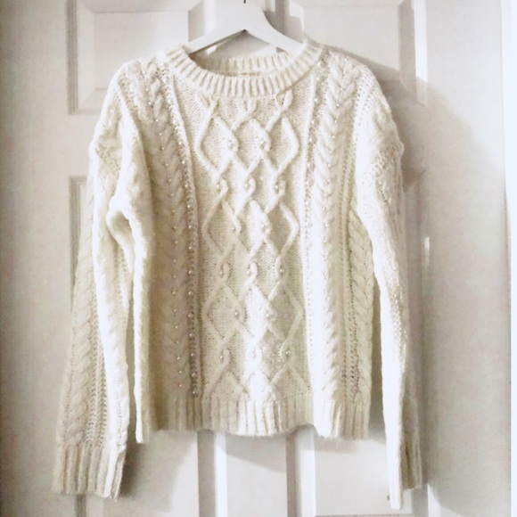 Cable Knit Pearl Sweater 